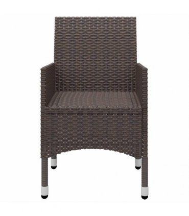 vidaXL 3 Piece Garden Dining Set with Cushions Brown