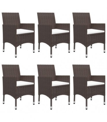 vidaXL 7 Piece Garden Dining Set with Cushions Brown