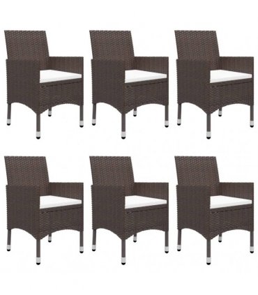 vidaXL 7 Piece Garden Dining Set with Cushions Brown