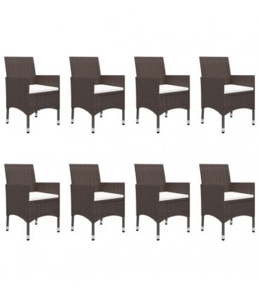 vidaXL 9 Piece Garden Dining Set with Cushions Brown
