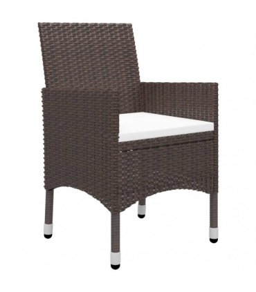 vidaXL 3 Piece Garden Dining Set with Cushions Brown