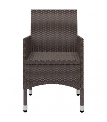 vidaXL 3 Piece Garden Dining Set with Cushions Brown
