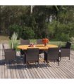 vidaXL 7 Piece Garden Dining Set with Cushions Brown