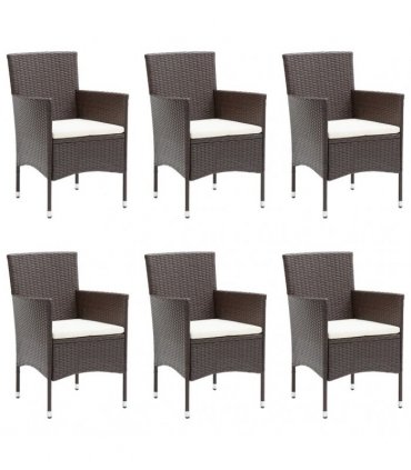 vidaXL 7 Piece Garden Dining Set with Cushions Brown