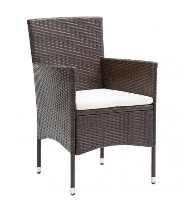 vidaXL 7 Piece Garden Dining Set with Cushions Brown