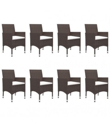 vidaXL 9 Piece Garden Dining Set Poly Rattan and Tempered Glass Brown
