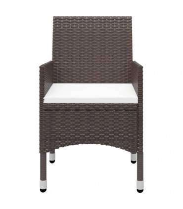 vidaXL 9 Piece Garden Dining Set Poly Rattan and Tempered Glass Brown
