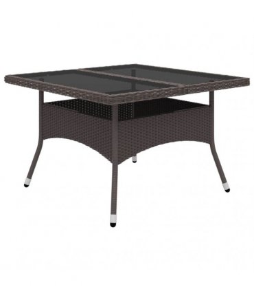 vidaXL 9 Piece Garden Dining Set Poly Rattan and Tempered Glass Brown