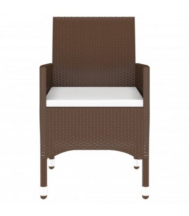 vidaXL 3 Piece Garden Bistro Set Poly Rattan and Tempered Glass Brown