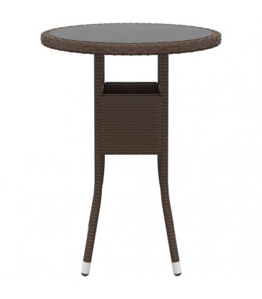 vidaXL 3 Piece Garden Bistro Set Poly Rattan and Tempered Glass Brown