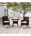 vidaXL 3 Piece Garden Bistro Set Poly Rattan and Tempered Glass Brown