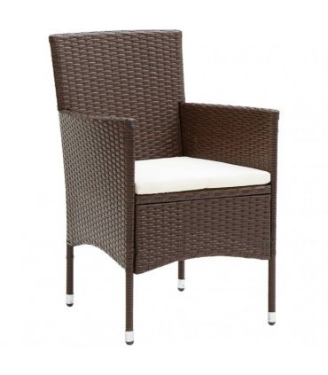 vidaXL 3 Piece Garden Bistro Set Poly Rattan and Tempered Glass Brown