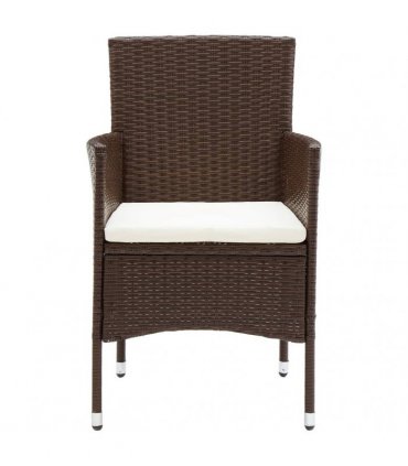 vidaXL 3 Piece Garden Bistro Set Poly Rattan and Tempered Glass Brown