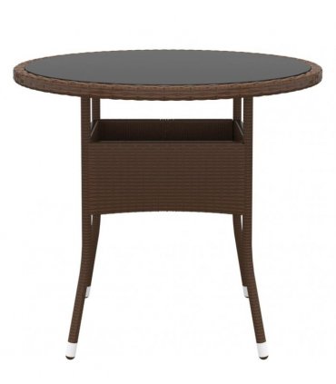 vidaXL 3 Piece Garden Bistro Set Poly Rattan and Tempered Glass Brown