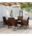 vidaXL 5 Piece Garden Bistro Set Poly Rattan and Tempered Glass Brown
