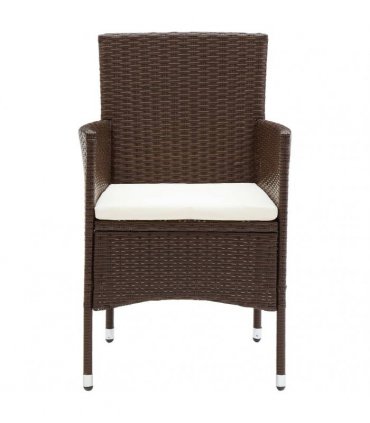 vidaXL 5 Piece Garden Bistro Set Poly Rattan and Tempered Glass Brown