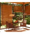 vidaXL 3 Piece Garden Dining Set Poly Rattan and Tempered Glass Brown