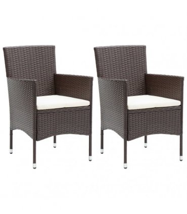 vidaXL 3 Piece Garden Dining Set Poly Rattan and Tempered Glass Brown