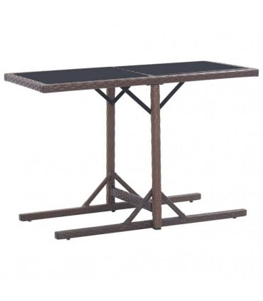 vidaXL 3 Piece Garden Dining Set Poly Rattan and Tempered Glass Brown