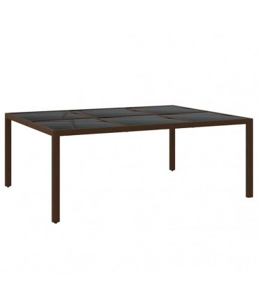 vidaXL 11 Piece Garden Dining Set Poly Rattan Brown