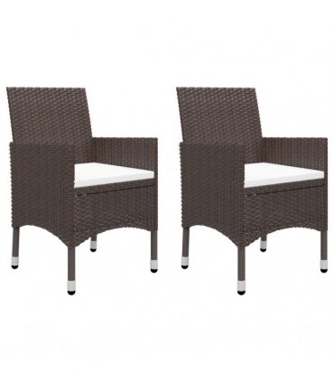 vidaXL 3 Piece Garden Bistro Set Poly Rattan and Tempered Glass Brown