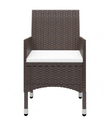 vidaXL 3 Piece Garden Bistro Set Poly Rattan and Tempered Glass Brown