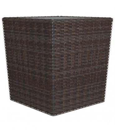 vidaXL 3 Piece Garden Bistro Set Poly Rattan and Tempered Glass Brown