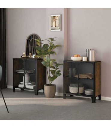 vidaXL Storage Cabinets 2 pcs Rustic Brown 72x36x82 cm Metal and MDF