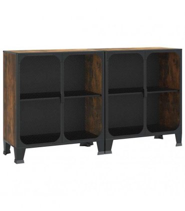 vidaXL Storage Cabinets 2 pcs Rustic Brown 72x36x82 cm Metal and MDF