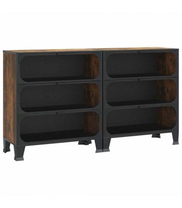 vidaXL Storage Cabinets 2 pcs Rustic Brown 72x36x82 cm Metal and MDF