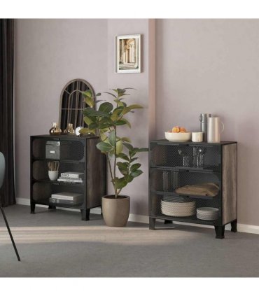 vidaXL Storage Cabinets 2 pcs Grey 72x36x82 cm Metal and MDF