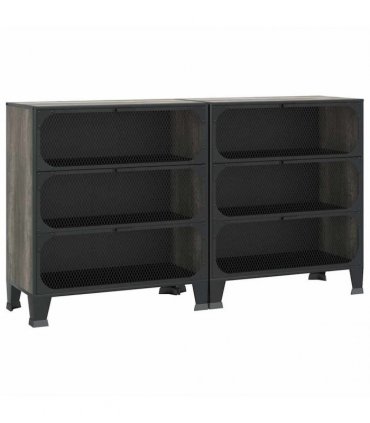 vidaXL Storage Cabinets 2 pcs Grey 72x36x82 cm Metal and MDF
