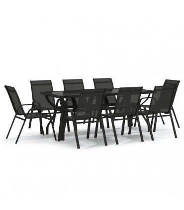 vidaXL 9 Piece Garden Dining Set Black