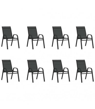 vidaXL 9 Piece Garden Dining Set Black