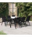 vidaXL 7 Piece Garden Dining Set Black