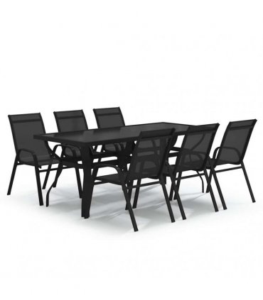 vidaXL 7 Piece Garden Dining Set Black