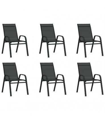vidaXL 7 Piece Garden Dining Set Black