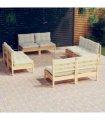 vidaXL 8 Piece Garden Lounge Set with Cream Cushions Pinewood
