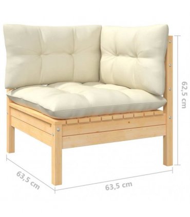 vidaXL 8 Piece Garden Lounge Set with Cream Cushions Pinewood