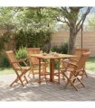 vidaXL 5 Piece Folding Outdoor Dining Set Solid Wood Teak