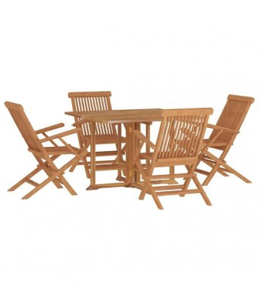 vidaXL 5 Piece Folding Outdoor Dining Set Solid Wood Teak