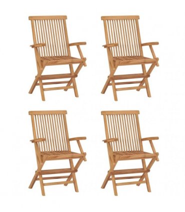 vidaXL 5 Piece Folding Outdoor Dining Set Solid Wood Teak