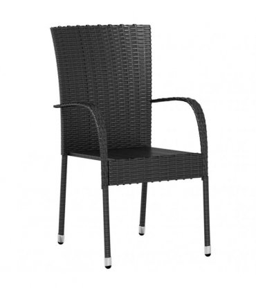 vidaXL 3 Piece Garden Dining Set Poly Rattan Black