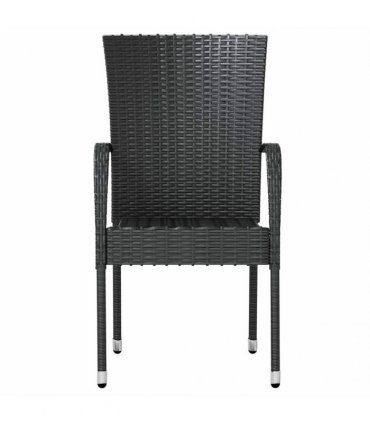 vidaXL 3 Piece Garden Dining Set Poly Rattan Black