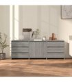 vidaXL 3 Piece Sideboard Grey Sonoma Engineered Wood