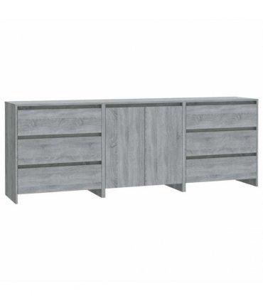 vidaXL 3 Piece Sideboard Grey Sonoma Engineered Wood
