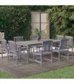 vidaXL 9 Piece Garden Dining Set Solid Wood Acacia Grey