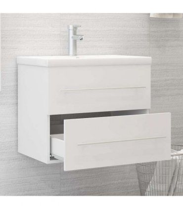 vidaXL Sink Cabinet with Built-in Basin White Engineered Wood