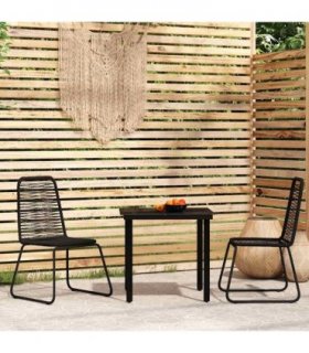 vidaXL 3 Piece Garden Dining Set Black