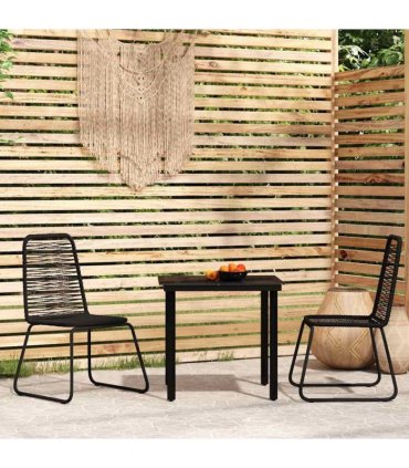 vidaXL 3 Piece Garden Dining Set Black